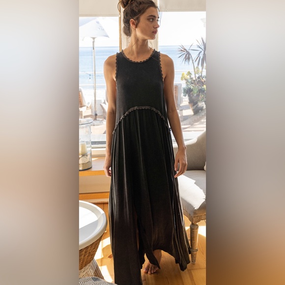 Last 1! POL Stunning Black Babydoll Maxi Dress - Picture 4 of 5